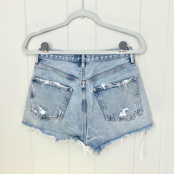 Agolde Cut Off Jean Shorts Denim Distressed Medium Wash Casual Normcore Sz 25 - Picture 4 of 6